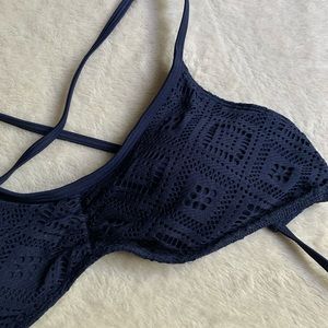 Navy Blue Halter Bikini Top from AERIE
